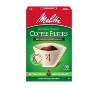 Melitta #4 Cone Coffee Filters, Natural Brown, 100 Count Filters - Fits All 8-12 Cup Cone Coffee Makers and Pour-Overs, Compostable, Tear-Resistant