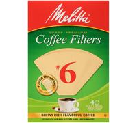 Melitta #6 Cone Coffee Filters Unbleached Natural Brown 40 Total Filters Count - Packaging May Vary