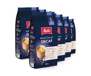 Melitta BellaCrema Decaffeinato Ganze Kaffee-Bohnen entkoffeiniert 8 x 1kg, ungemahlen, Kaffeebohnen für Kaffee-Vollautomat, koffeinfrei, milde Röstung, geröstet in Deutschland, Stärke 3