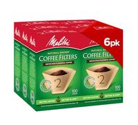 Melitta Cone Coffee Filters, Natural Brown, No. 2, 100-Count Filters (Pack of 6)