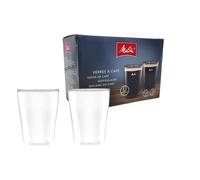 Melitta 2 Lungo Coffee Glasses 200 ml, Double-Walled Borosilicate Glass, Microwave safe, Height 11.1 cm