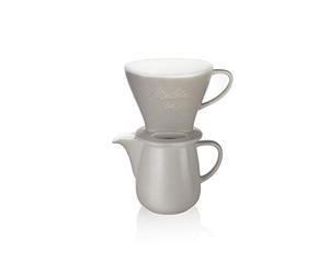 Melitta Porcelain Pour-Over Coffee Set with Jug and Filter Cone, Classic Edition, 0.6 L, Grey, 6768456