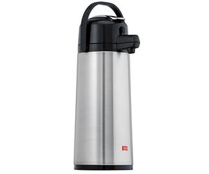 Melitta Pump Pot Vacuum Jug, 2.2L, 18 Cups Stainless Steel Flask, Stainless Steel, Silver/Black