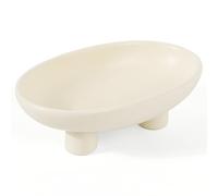 MELIUDEY Fruit Bowl Three-Legs Ceramic Fruit Bowl for Kitchen Counter, 10 Inch Fruit Basket Decorative Candy Bowl for Table Décor, Oval Large Bowls Key Bowl Home Table Décor (Crème 10 Inch)