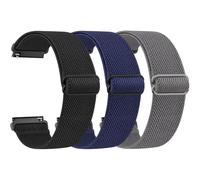 Meliya 18mm 20mm 22mm Watch Bands Quick Release Replacement Wristband, 3 Pack Solo Loop Adjustable Elastic Nylon Straps for Men Women