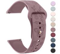 Meliya 20mm 22mm Flower Engraved Watch Bands Quick Release Replacement Wristband, Soft Silicone Bands Waterproof Sport Replacement Straps for Women Men (Smoke Violet, 22mm)
