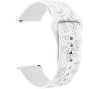 Meliya 20mm 22mm Flower Engraved Watch Bands Quick Release Replacement Wristband, Soft Silicone Bands Waterproof Sport Replacement Straps for Women Men (White, 22mm)