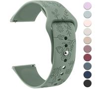 Meliya 20mm 22mm Flower Engraved Watch Bands Quick Release Replacement Wristband, Soft Silicone Bands Waterproof Sport Replacement Straps for Women Men (Green, 22mm)