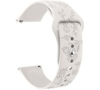 Meliya 20mm 22mm Flower Engraved Watch Bands Quick Release Replacement Wristband, Soft Silicone Bands Waterproof Sport Replacement Straps for Women Men (Starlight, 22mm)
