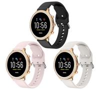 Meliya 3-PACK Bands for Fossil Women's Gen 6 42mm/Gen 5E 42mm Watch Bands, 18mm Soft Silicone Sport Replacement Strap for Women Men (Black+Pink+Starlight)