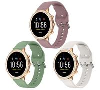 Meliya 3-PACK Bands for Fossil Women's Gen 6 42mm/Gen 5E 42mm Watch Bands, 18mm Soft Silicone Sport Replacement Strap for Women Men (SmokeViolet+Cactus+Starlight)