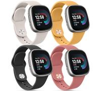 Meliya 4Pack Straps for Fitbit Versa 3 Strap For Women Men, Adjustable Silicone Replacement Wristband FOR Fitbit Sense/Sense 2/Versa 4