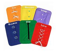 Meliya 6pcs Kids Basic Life Skills Learning Toys Age 3+ Learn To Dress Board Set for Toddlers-Lace+Button+Zip+Snap+Buckle+Tie