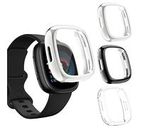 Meliya Case for Fitbit Versa 4 / Sense 2 with Screen Protector, 3Pack TPU Soft Protective Cover Bumper Case for Versa 4/Fibit Sense 2