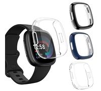 Meliya Case for Fitbit Versa 4 / Sense 2 with Screen Protector, 3Pack TPU Soft Protective Cover Bumper Case for Versa 4/Fibit Sense 2