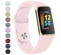 Meliya Compatible with Fitbit Charge 5 Bands Men Women, Sport Band Soft Silicone Waterproof Wristbands Replacement Strap for Fitbit Charge 5 Advanced Fitness Tracker (Pink Sand)