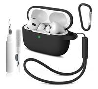 Meliya for AirPods Pro 3 Case 2025 with Cleaner Kit, Soft Silicone Protective Case for Apple AirPods Pro 3rd Generation with Keychain & Lanyard (Black, Airpods Pro/Pro 2(2019/2022/2023))