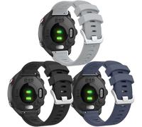 Meliya for Garmin Forerunner 245/645 / 165/158 / 55 Watch Band Women Men, 20mm Soft Silicone Replacement Strap for Garmin Forerunner 245/645 Music SmartWatch (Black/BlueGrey/LightGrey)