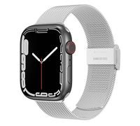 Meliya Milanese Loop Compatible with Apple Watch Bands for Women 38mm 40mm 41mm 42mm 44mm 45mm 46mm 49mm, Stainless Steel Magnetic Mesh Strap for iWatch Series 10 9 8 7 6 5 4 3 2 1 SE (Silver, 44/45