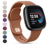 Meliya Silicone Bands Compatible with Fitbit Versa 4 Bands Women Men, Classic Adjustable Sport Replacement Wristbands for Fitbit Versa 4 / Fitbit Sense 2 Smartwatch (Small, Brown)