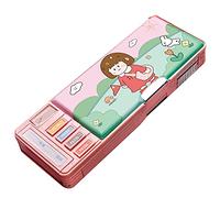 Meliyya Pop up Pencil Case Cartoon Multi Pen Box with Sharpener Schedule Whiteboard Christmas Birthday Stationery Gifts for Teen, Double Layer Version - Little Girl