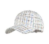 Meliyya Women's Plaid Tweed Baseball Cap Cotton Dad Hat Adjustable Sun Hat for Spring Autumn, Beigewhite