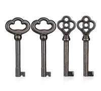 Mellbree Skeleton Keys KY-2AB KY-3AB Brass for Curio Cabinets 4-Pack