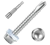 Mellewell #10 x 1 Hex Washer Head Self Drilling Screws, 200 PCS | Hex Socket Included, Waterproof Washer, 410 Stainless Steel, Chemical Resistance, High Hardness, Sheet Metal Screws