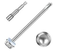 Mellewell #10 x 2-1/2" Hex Washer Head Self Drilling Screws, 25 PCS | Hex Socket Included, Waterproof Washer, 410 Stainless Steel, Chemical Resistance, High Hardness, Sheet Metal Screws