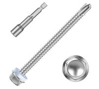 Mellewell #12 x 2-1/2" Hex Washer Head Self Drilling Screws, 25 PCS | Hex Socket Included, Waterproof Washer, 410 Stainless Steel, Chemical Resistance, High Hardness, Sheet Metal Screws