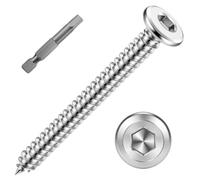 Mellewell M6 x 55mm Flat Head Hex Socket Screws, Silver, 20 PCS | 4mm Hex Screwdriver Bit, 304 Stainless Steel, Self Tapping Screws, Rust Resistant, for Wood, Sheet Metal