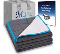 Mellie Luxury 9.5kgs Super King Size Weighted Blanket Adult (Grey/White) with Travel Bag - Stress, Insomnia, Anxiety Relief Weight Blanket for Autism - 180 x 200cm - No Covers