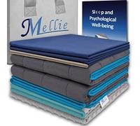 Mellie Luxury Double Weighted Blanket Set 6.8kg - Includes 2 Zippered Warming & Cooling Covers - Stress, Insomnia & Anxiety Relief - 135 x 190cm - Grey/White Navy/Cream Silver/Teal