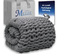 Mellie Luxury Large Chunky Knit Throw Blanket, Ultra-Soft Chenille Yarn Cable Knit Blanket Throw, Machine Washable Giant Blanket Throw for Sofa - 127x152 cm 50"x60" (Dark Grey)