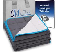 Mellie Luxury Super King Size Weighted Blanket 6.8kg for Adults & Teens - Stress, Insomnia & Anxiety Relief - 180 x 200cm - Includes Travel Bag - Grey/White - No Covers