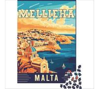 Mellieha in Malta 1000 Piece teenager Puzzles | a festive family activity to enjoy together on christmas eve while waiting for the celebrations to enjoy at home50x75cm