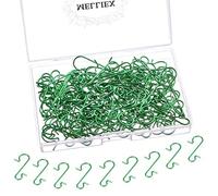 MELLIEX 120pcs Christmas Bauble Ornament Hooks S-Shaped Metal Hanger Mini Stainless Steel Hooks for Hanging Xmas Tree Decoration, Green