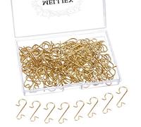 MELLIEX 120pcs Christmas Bauble Ornament Hooks S-Shaped Metal Hanger Mini Stainless Steel Hooks for Hanging Xmas Tree Decoration, Gold