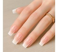 MELLIEX 120Pcs French Press on Nails Set, Full Cover Gradient Pink False Nails,12 Sizes Reusable Stick on Nails with Nail Adhensive Tabs for Women Girls Manicure Art