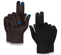 MELLIEX 2 Pairs Winter Touchscreen Gloves, Warm and Breathable Stretch Knitted Finger Gloves for Men and Women - Black and Brown
