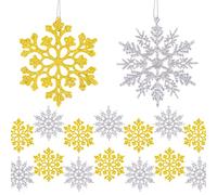 MELLIEX 24pcs Christmas Snowflake Ornaments Tree Hanging Pendants Christmas Glitter Snowflake Decorations with Ropes