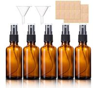 MELLIEX 5 Pack Amber Glass Spray Bottles, 50ML Empty Fine Mist Spray Bottle for Cleaning, Perfume, Cosmetic Sprays
