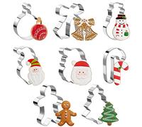 MELLIEX 8 Pieces Christmas Cookie Cutters Stainless Steel Christmas Decorating Mold for Biscuits Cake Decorating Pastry Fondant