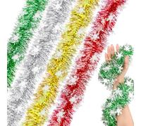 MELLIEX 8M / 26Ft Christmas Tinsel, 4 Pieces Shiny Chunky Metallic Garland Hanging Decoration for Christmas Tree Wreath Wedding Party Supplies