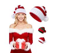MELLIEX Santa Hat Christmas Hat Stripe Comfortable Soft Felt Beanie Winter Hat Unisex Hats for Women Men Adult Christmas Eve Party - Large