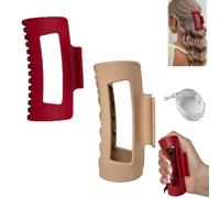 Mello Cloud Claw Clip, The Cozy Clip Claw Clips, Square Flexible Claws Clips, 2025 New Safe Anti-Fall and Not Easy to Break, Strong Hold Ultra-Light Non-slip For Women Thin Thick Hair (A/Red+Khaki)