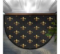 MelloLLO Flower Fleur-De-Lis Pattern Doormat, Non-Slip Half Round Door Mat 24x36 Welcome Mats for Front Door, Washable Area Rug Decorative Floor Mat for Indoor Outdoor Kitchen Entryway Low Profile