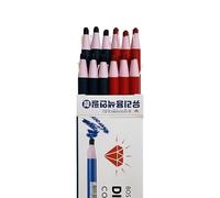 MELLOMENT Dermatograph Colored Grease Pencils - Peel-Off China Makers - Set of 12 - Multi-Surface Use on Glass, Vinyl, Plastic & Metal - Ideal for Art, Marking & More (Red & Blue)
