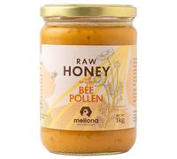 Mellona 100% Raw Honey with Bee Pollen, Unheated, Unfiltered & Unprocessed, Natural & Creamy, Wildflower Golden Honey, 1KG