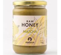 Mellona 100% Raw Honey with Matcha Antioxidant Green Tea, Unheated, Unfiltered, Unpasteurised Honey, 1KG Glass Jar